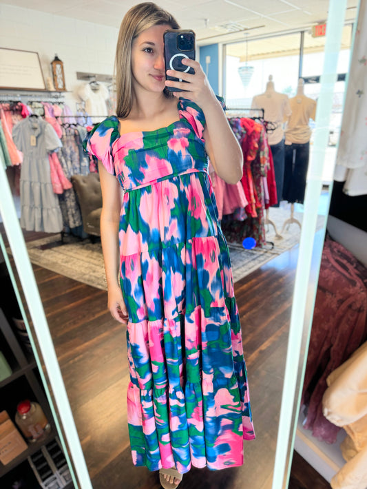Demsey Watercolor Floral Maxi Dress