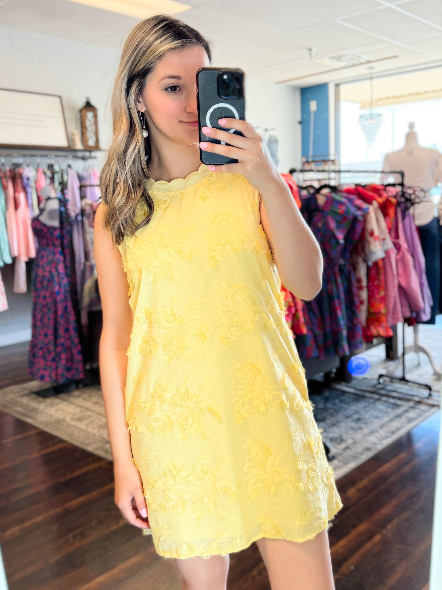 Joy Floral Applique Dress | Yellow