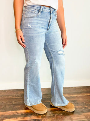 Hank Distressed Detail Wide Leg Risen Jeans