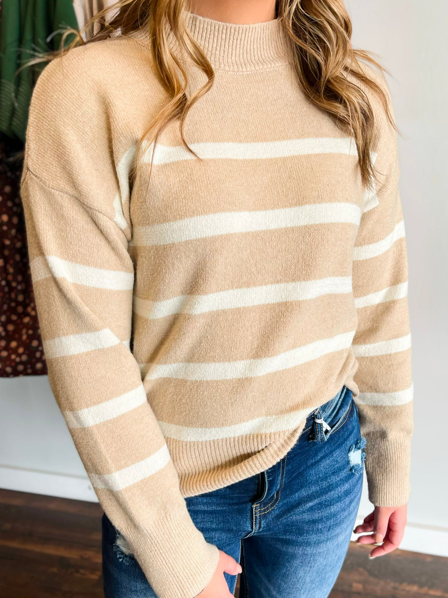 Adaline Striped Sweater | Taupe