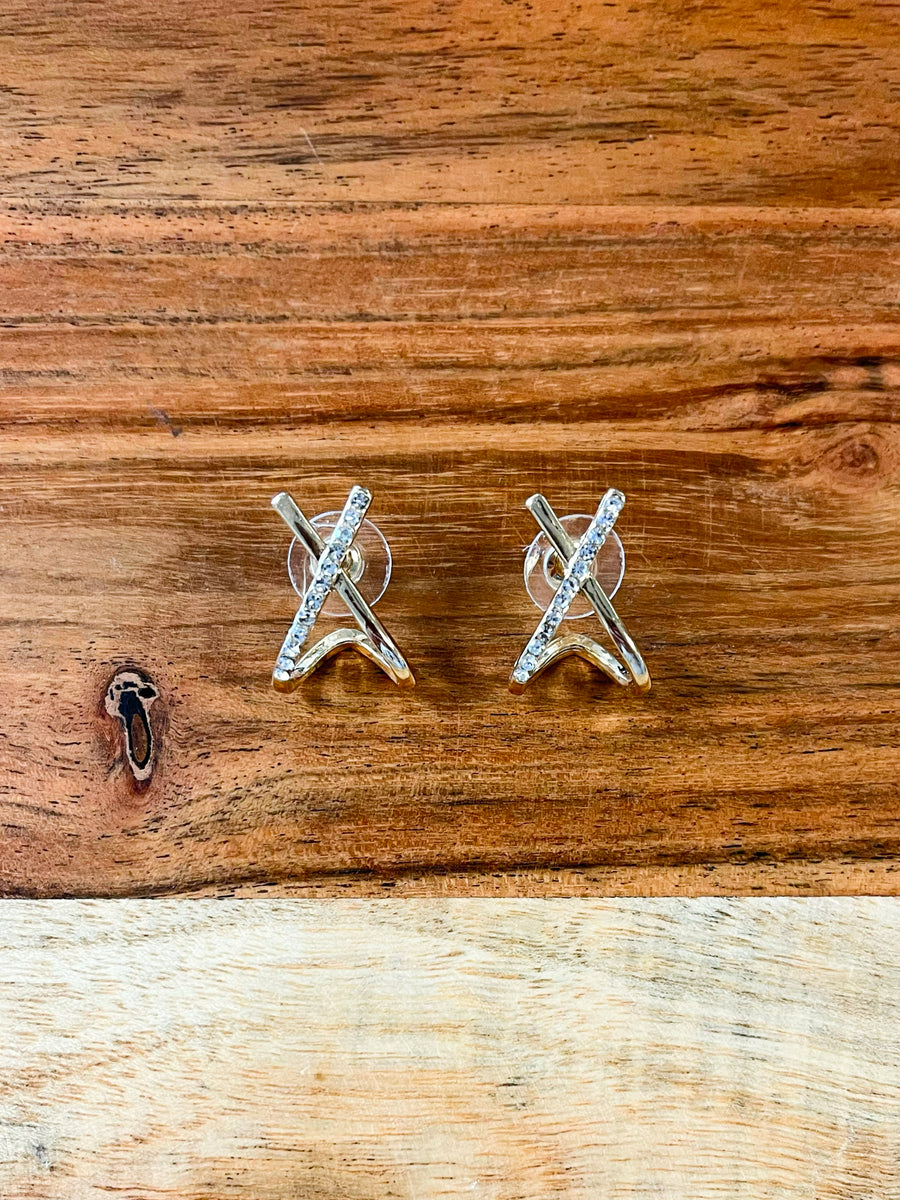Criss-cross Rhinestone Earrings