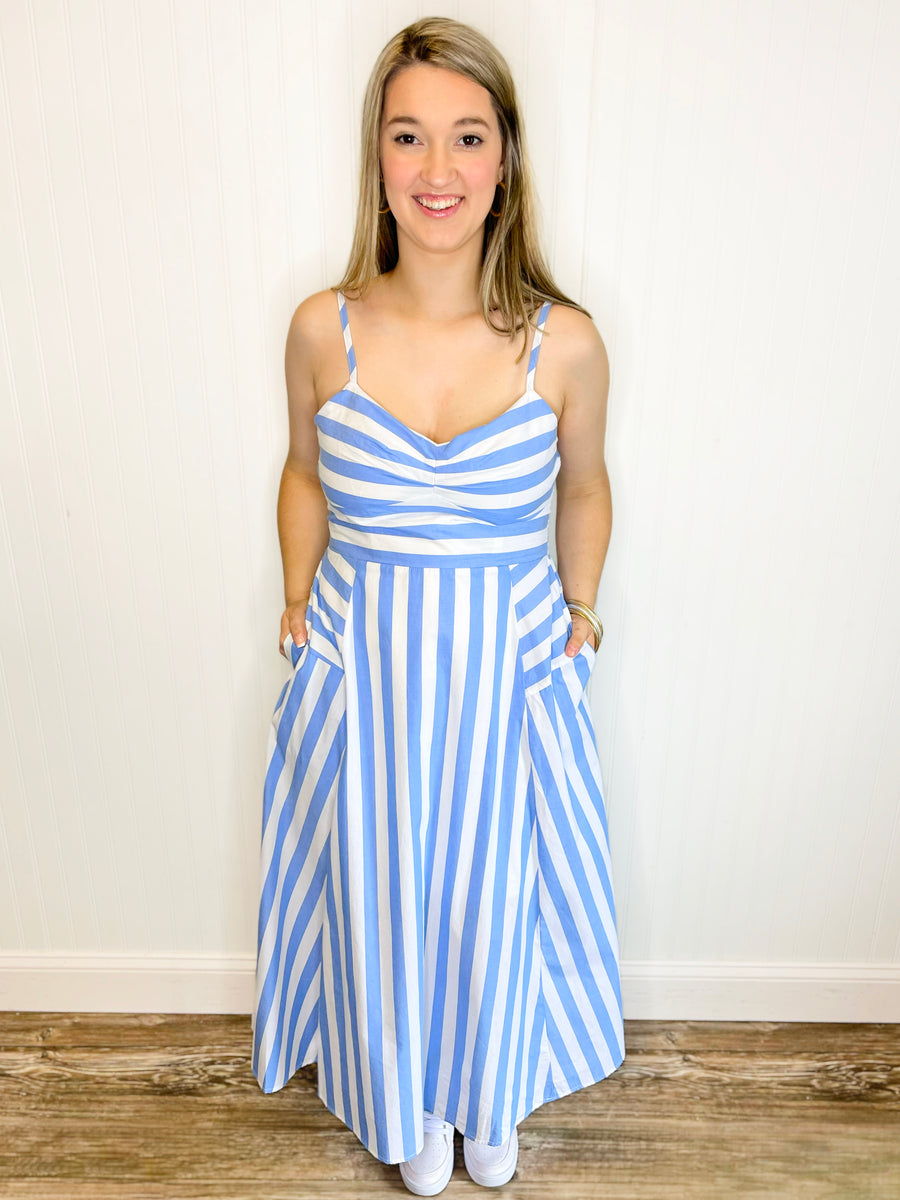 Odette Striped Midi Dress