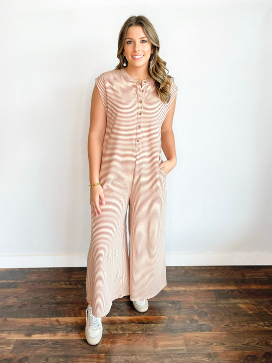 Kolby Striped Jumpsuit | Sand