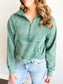 Brenna Acid Wash Half Zip Pullover | Dark Green