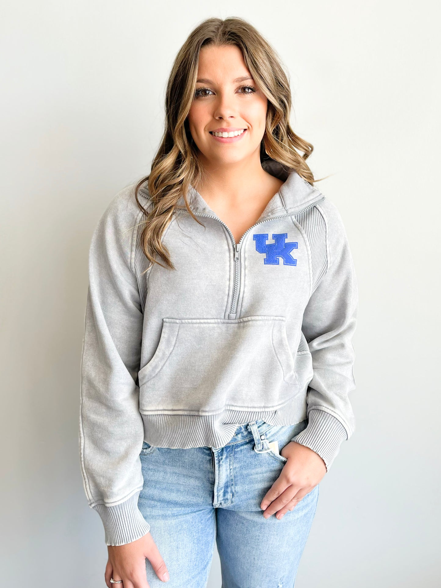 Kentucky Acid Wash Half Zip Pullover