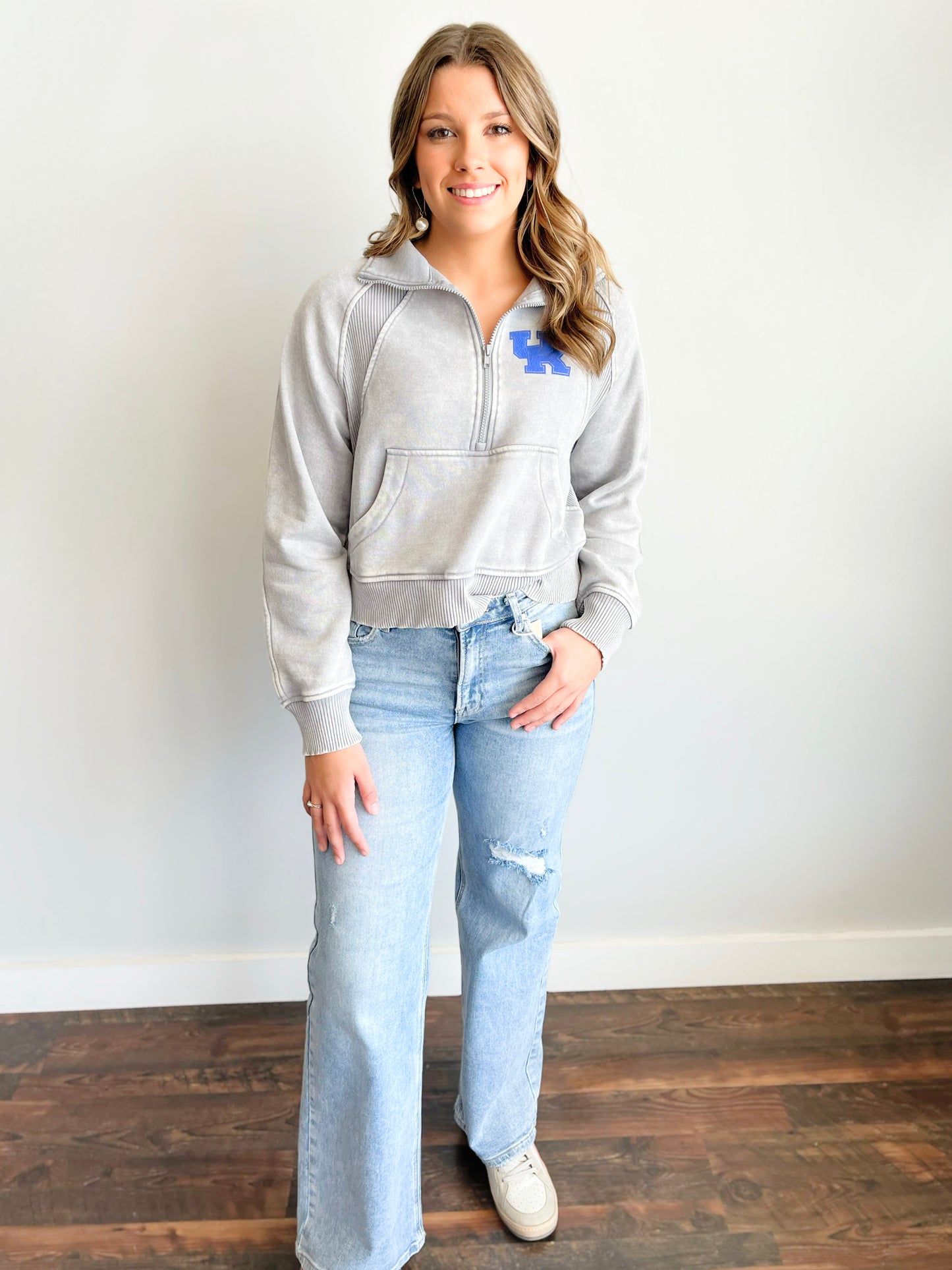 Kentucky Acid Wash Half Zip Pullover