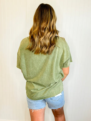 Alex Mineral Washed French Terry Top | Ash Olive