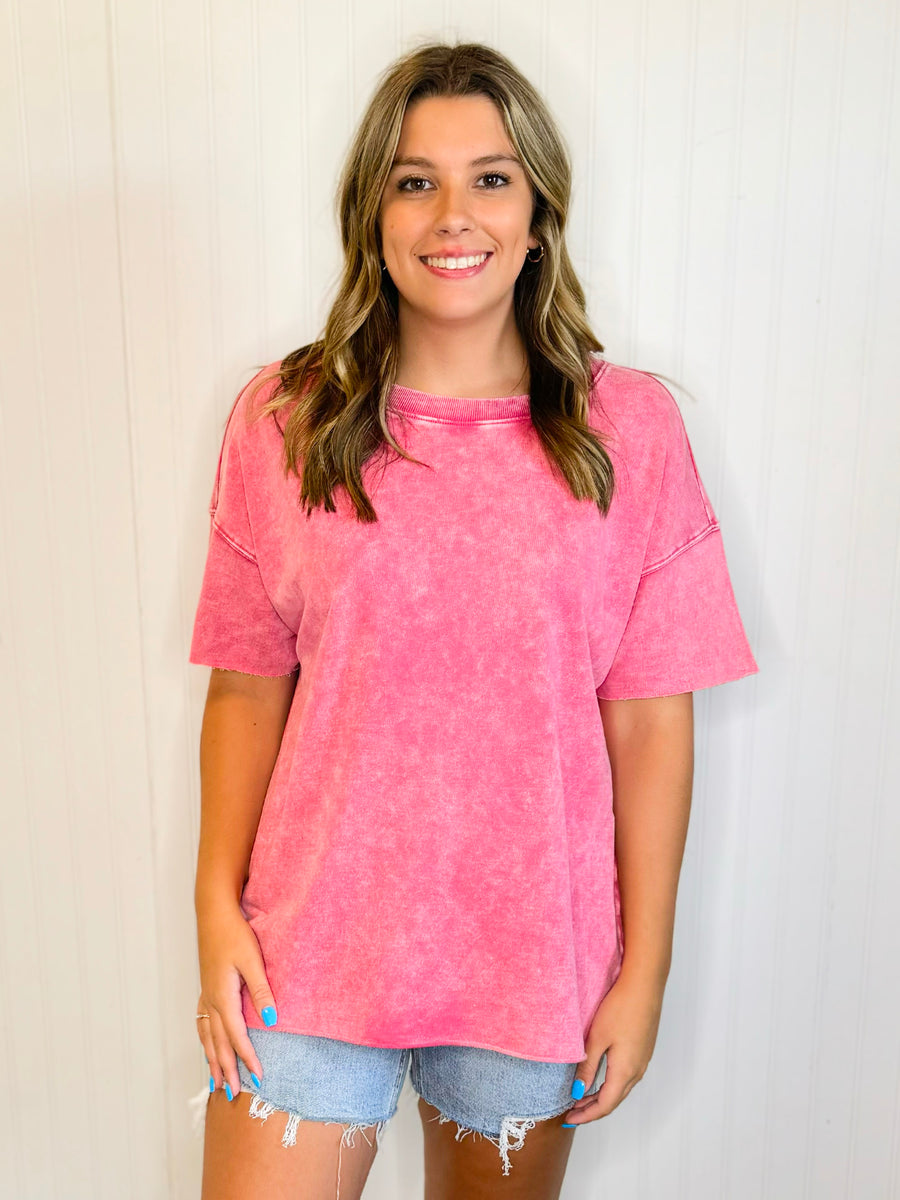 Alex Mineral Washed French Terry Top | Ash Pink