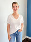 Riley Basic V-Neck Short Sleeve Tee | Off White