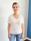 Riley Basic V-Neck Short Sleeve Tee | Off White