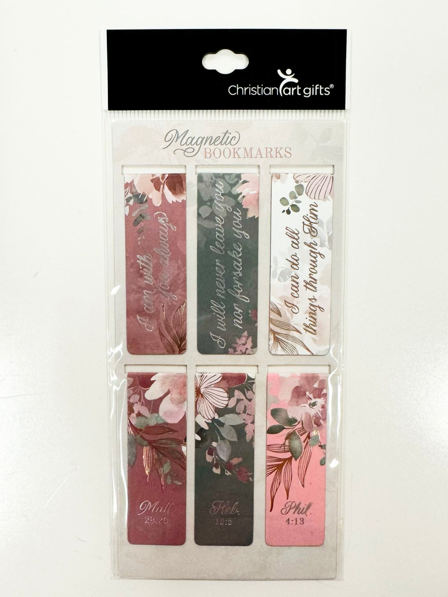 Foiled Floral I Am with You Always Magnetic Bookmark Set