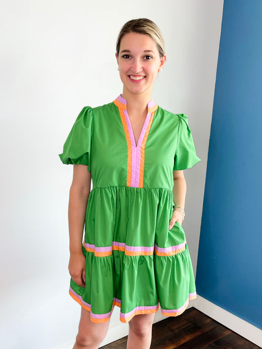 Rosa Bubble Sleeve Dress | Green