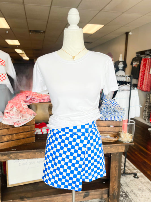 Betty Checkered Skort | Royal Blue