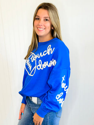 Touchdown Yarn Embroidered Sweatshirt | Royal