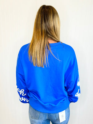 Touchdown Yarn Embroidered Sweatshirt | Royal