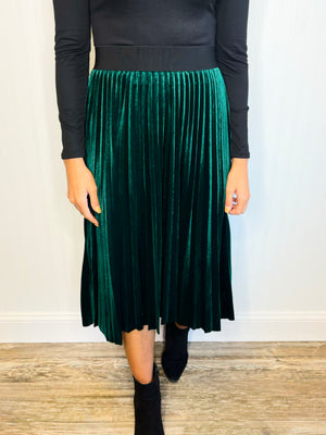 Macy Velvet Pleated Skirt