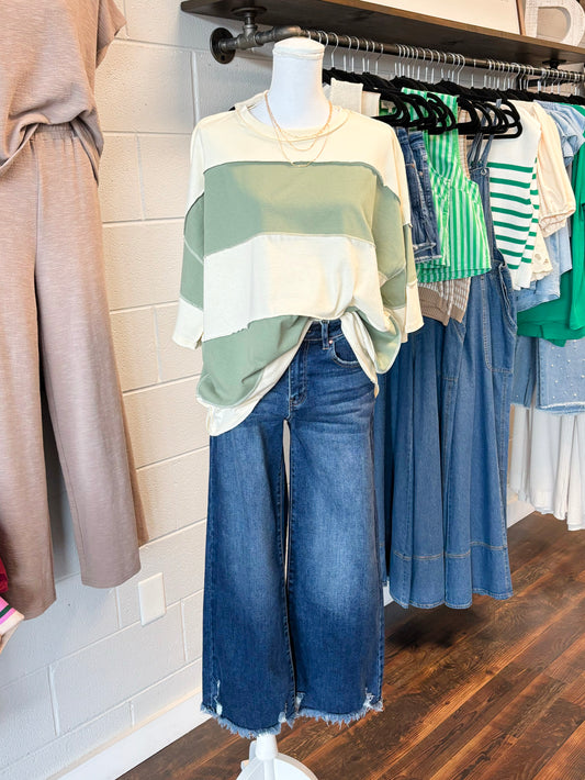 Polly Color Block Top | Butter Green