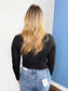 Allie Ribbed Scoop Neck Top | Black
