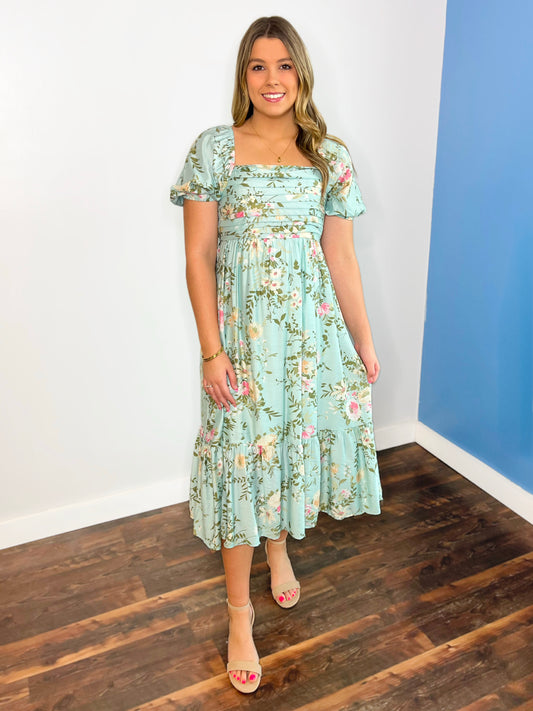 Tinsley Floral Pleated Floral Dress | Mint