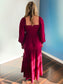 Joan Smocked Tiered Maxi Dress | Cherry Merlot