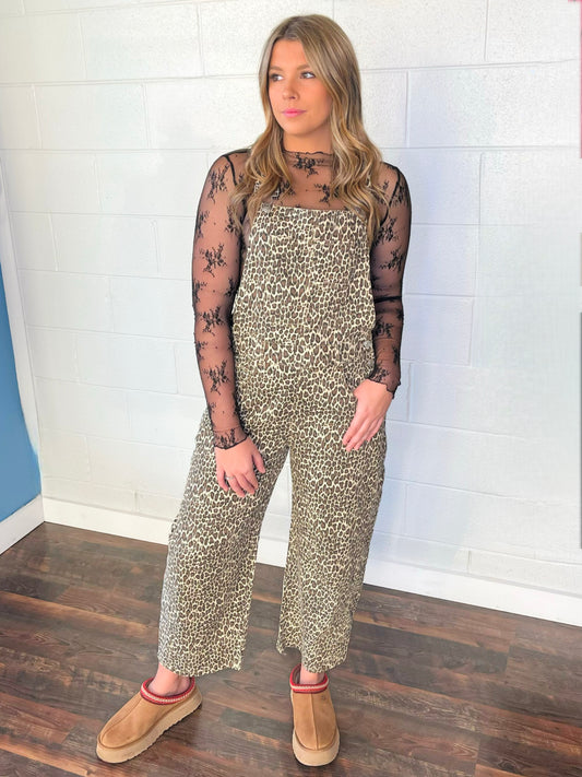 Carson Leopard Twill Barrel Overalls