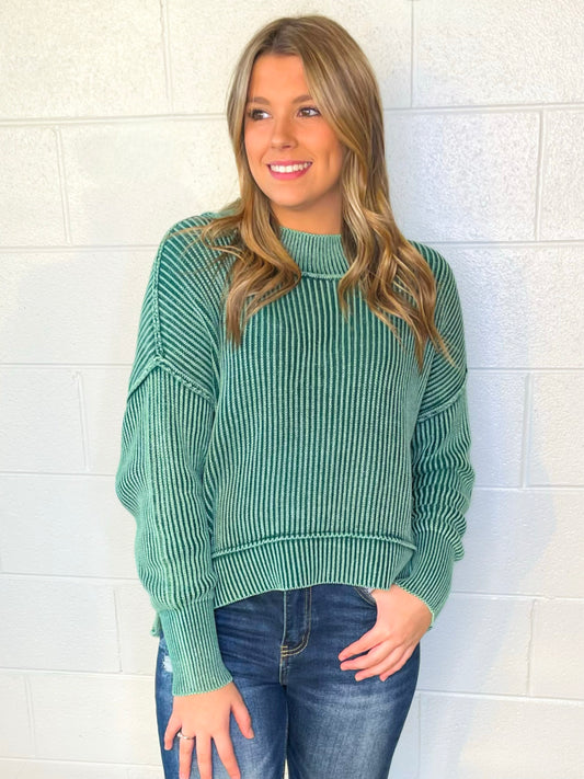 Vanessa Oversized Washed Sweater | Hunter Green