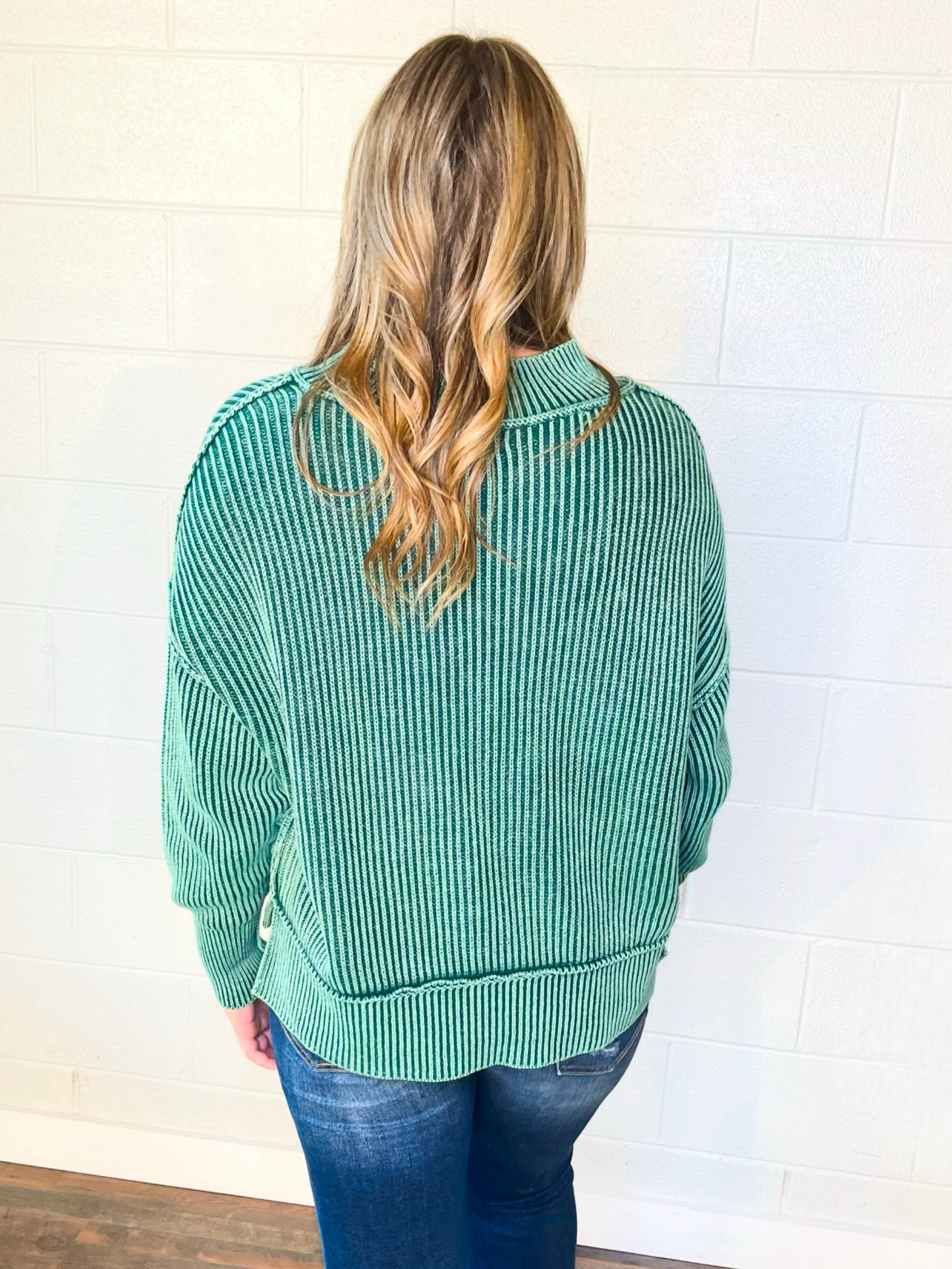 Vanessa Oversized Washed Sweater | Hunter Green