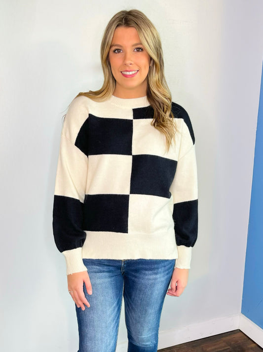 Olson Checkered Sweater | Black