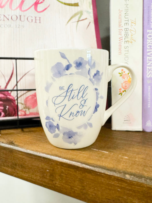 Floral Be Still and Know Mug