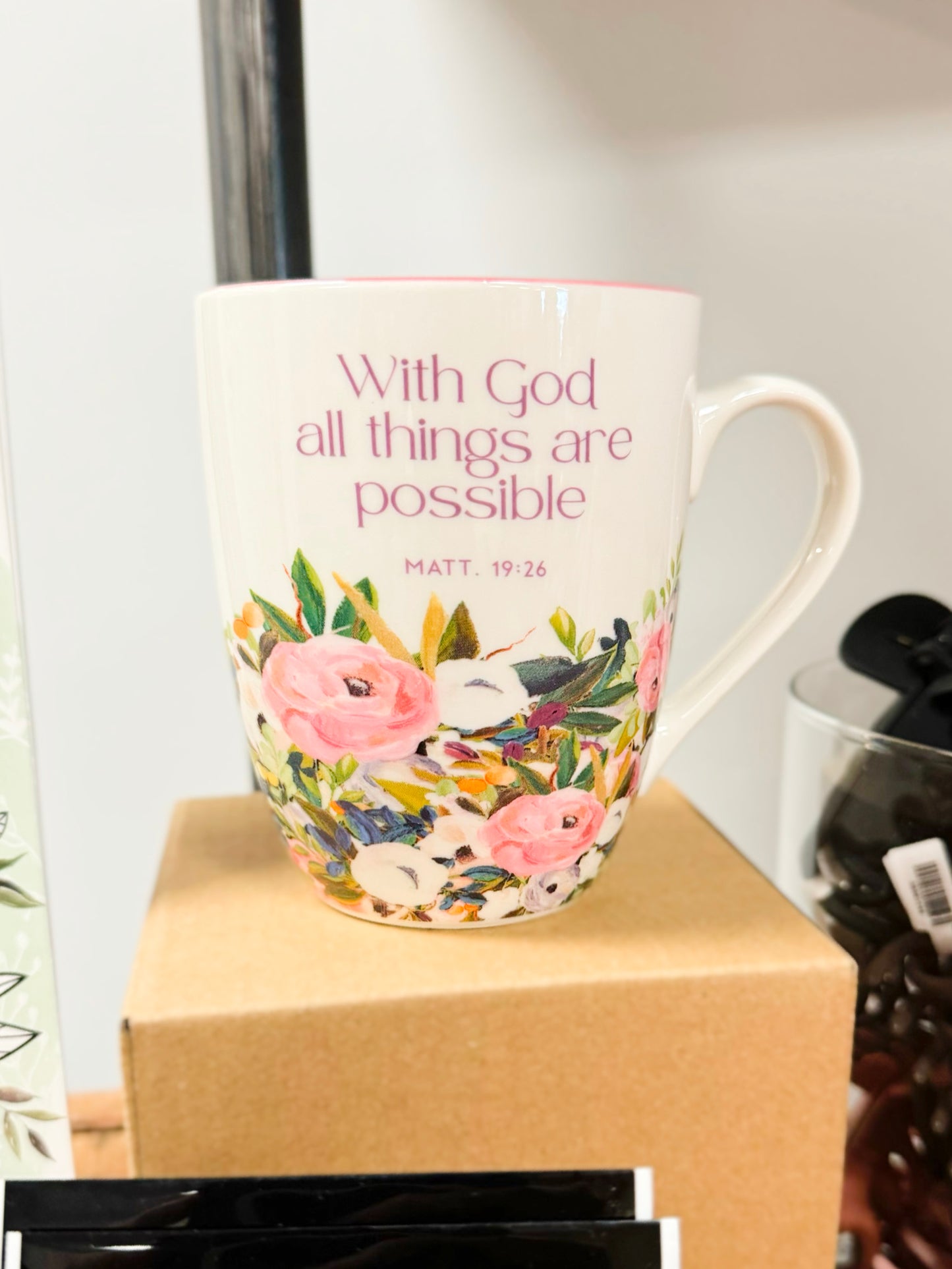 Floral With God All Things Are Possible Mug