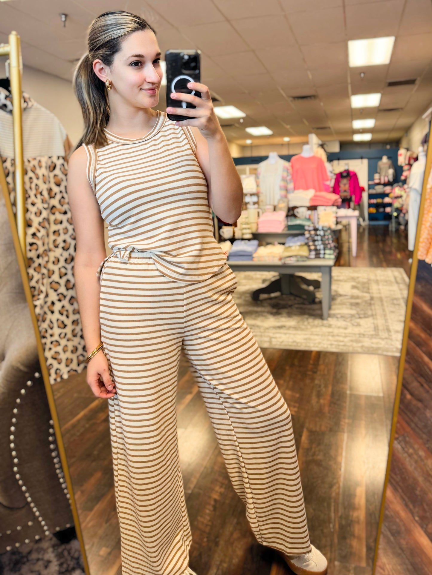 Opal Striped Pant Set | Sand