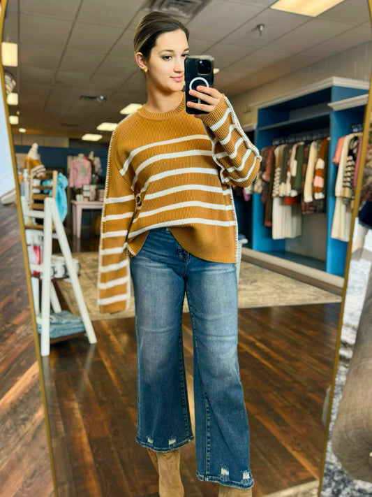 Candice Reverse Stitch Striped Sweater