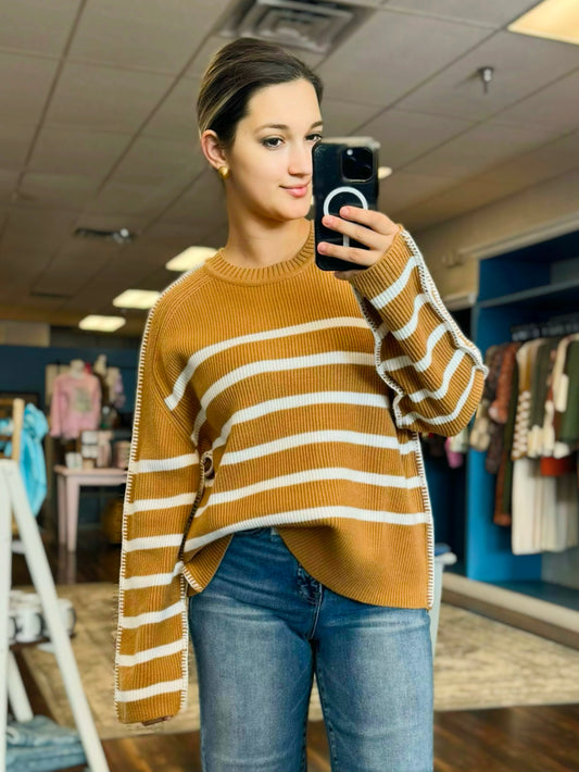 Candice Reverse Stitch Striped Sweater