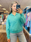 Abigail Washed Half Zip Top | Turquoise