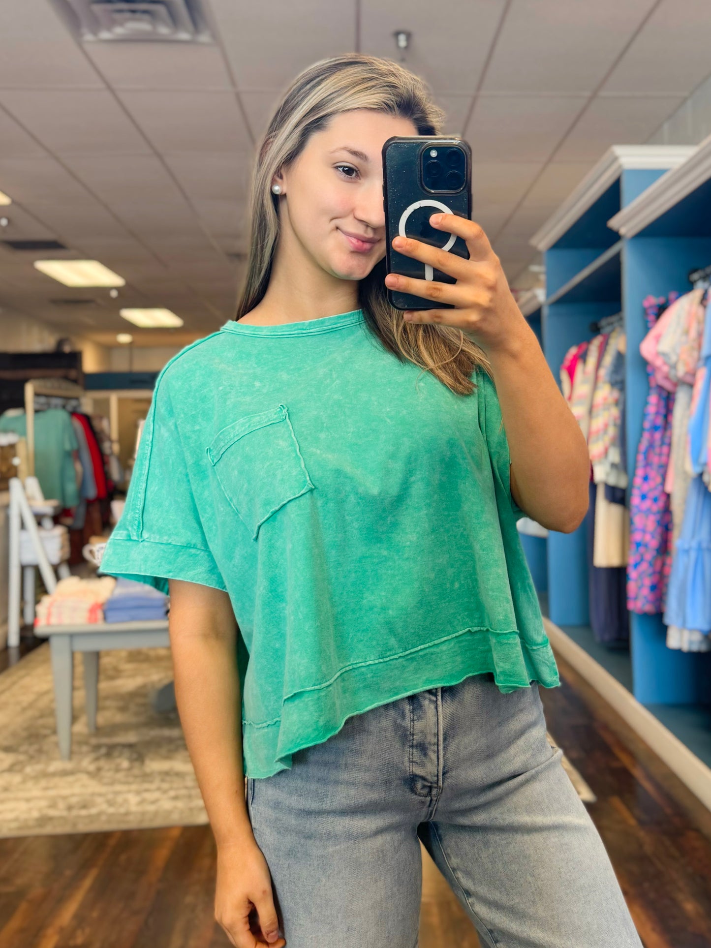 June Washed Oversized Boxy Top | K Green