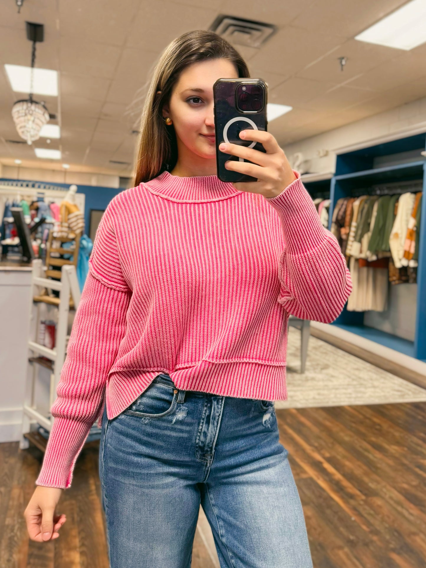 Vanessa Oversized Washed Sweater | Fuchsia