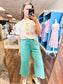 Amberly Fleece Cropped Sweatpants | Turquoise