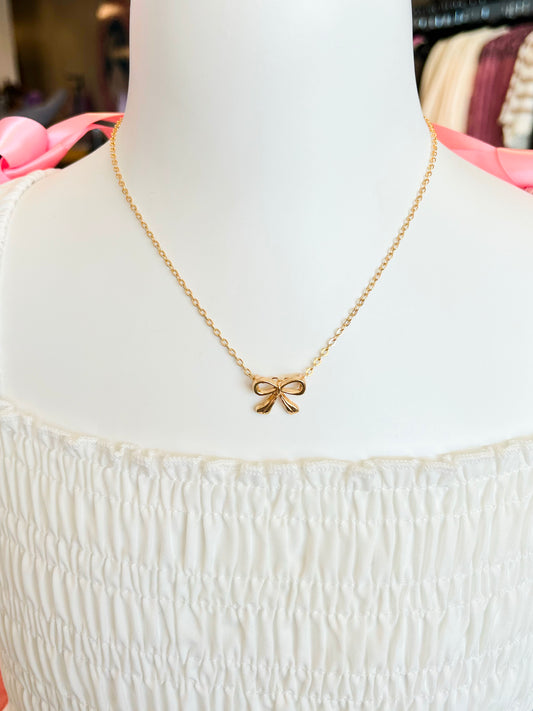 Marietta Bow Necklace | Gold