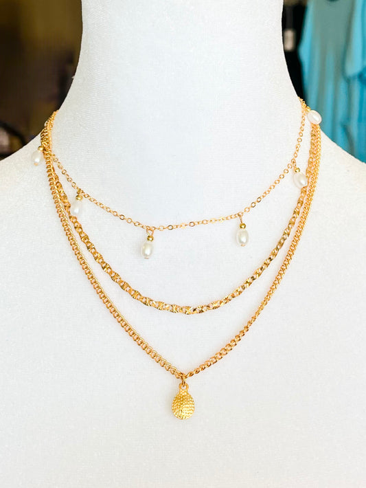 Haley Pearl and Rhinestone Layered Necklace