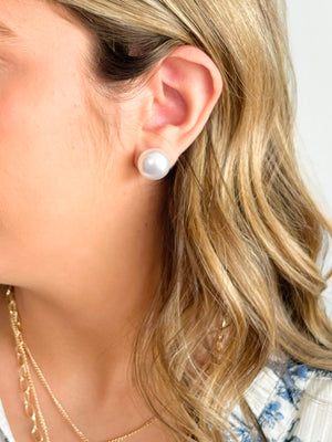 Edna Large Pearl Stud Earrings