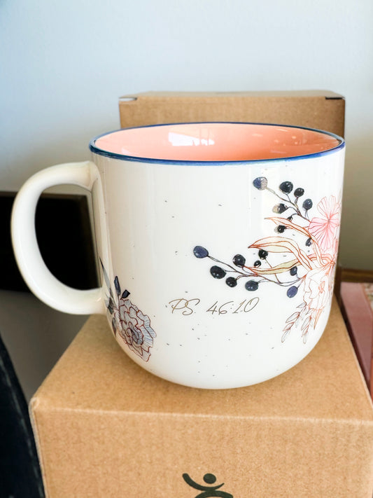 Floral Be Still & Know Coffee Mug