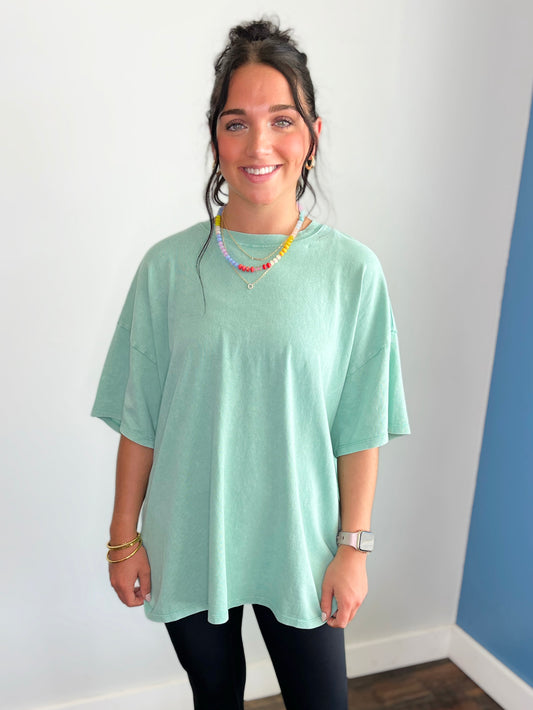 Stevie Mineral Washed Oversized Tee | Emerald Green