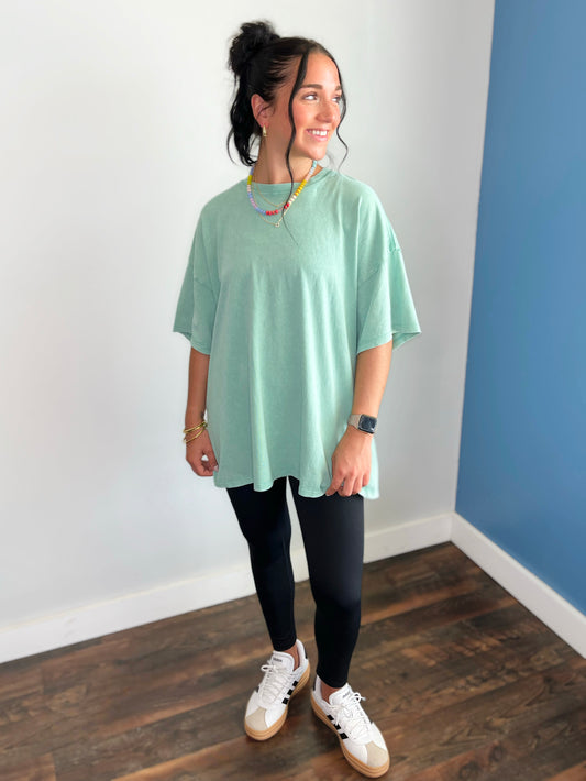 Stevie Mineral Washed Oversized Tee | Emerald Green