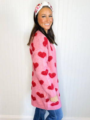 Darlene Fuzzy Heart Cardigan