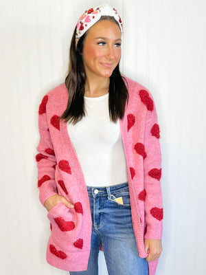 Darlene Fuzzy Heart Cardigan