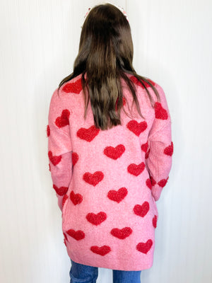 Darlene Fuzzy Heart Cardigan