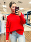 Cindy Ribbed Knit Oversized Sweater | Red