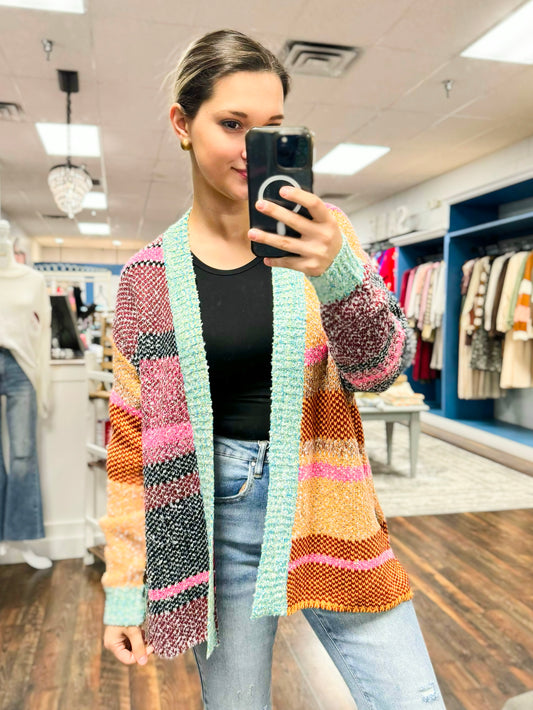 Brittany Oversized Color Block Cardigan