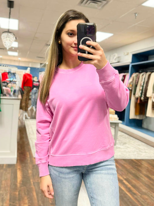 Jaelyn Terry Washed Pullover | Mauve