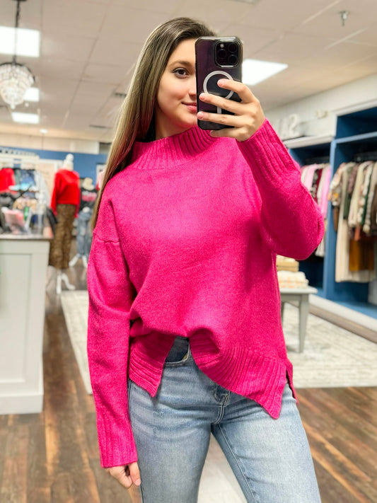 Dianne Mock Neck Sweater | Pink